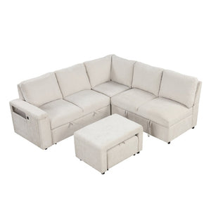 English Elm U_style Modular Sectional Sofa with Storage USB Charging and Cup Holders for Apartments WF326037AAA