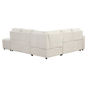 English Elm U_style Modular Fabric Sectional Sofa with Storage USB Port and Cup Holders WF326038AAA