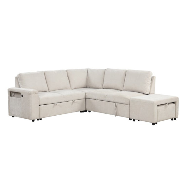 English Elm U_style Modular Fabric Sectional Sofa with Storage USB Port and Cup Holders WF326038AAA