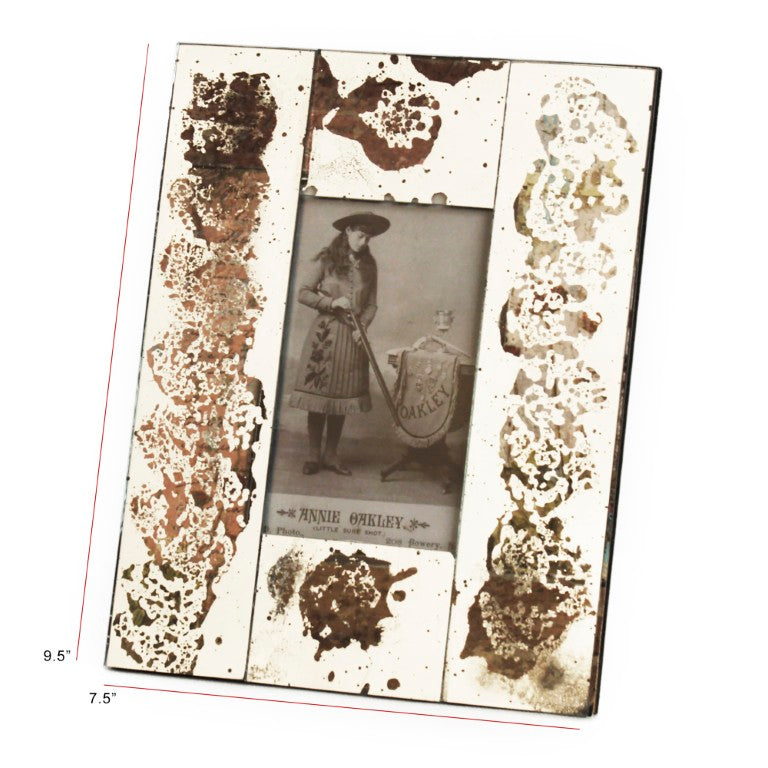Zentique Specchio Antique Mirrored Photo Frame 7.5x9.5" — Distressed Glass Finish, Vintage Charm for Mantel Decor WF622514BG