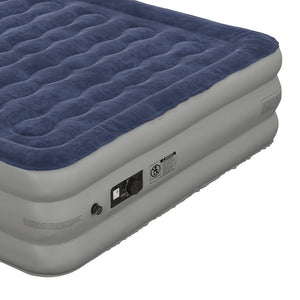 English Elm Kellos 18-Inch Air Mattress with Built-in Electric Pump, Carrying Case & Plush Flocked Top Comfort Blue Queen WG-AM101-18-Q-GG