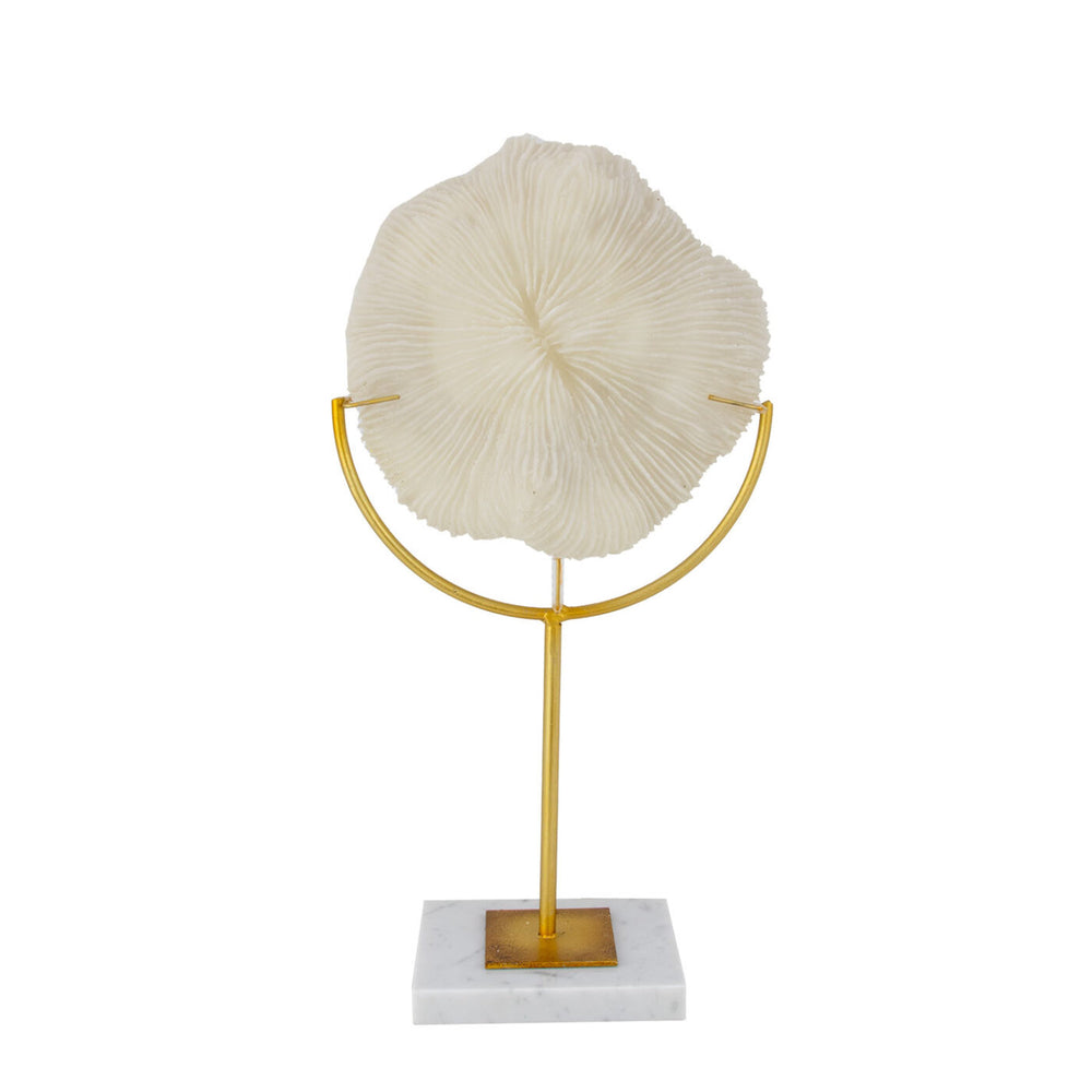 Zeugma White Coral Decor - Elegant 16" White Plate Coral Finish With Gold Leaf, Perfect For Home Accents   Cf2180145