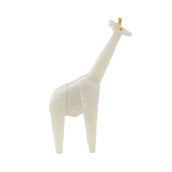 Zeugma White Marble Giraffe Sculpture With Gold Leaf Accents - Elegant Home Décor Piece, 10" Tall   Cf1200182