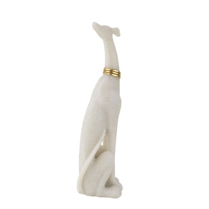 Zeugma White Marble Greyhound Statue – Elegant Home Décor With Gold Leaf Accents, 15” Tall, Unique Gift   Cf1200248