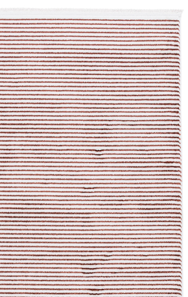 Safavieh Whisper Rust And Ivory Area Rug — Low-Profile Turkish Power-Loomed Striped Design, Durable Softness 5'-3" x 7'-6" WHS550P-5