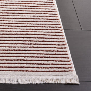 Safavieh Whisper Rust And Ivory Area Rug — Low-Profile Turkish Power-Loomed Striped Design, Durable Softness 5'-3" x 7'-6" WHS550P-5