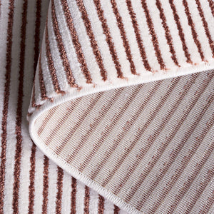Safavieh Whisper Rust And Ivory Area Rug — Low-Profile Turkish Power-Loomed Striped Design, Durable Softness 5'-3" x 7'-6" WHS550P-5