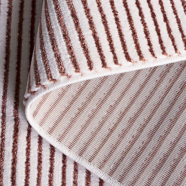 Safavieh Whisper Rust And Ivory Area Rug — Low-Profile Turkish Power-Loomed Striped Design, Durable Softness 5'-3" x 7'-6" WHS550P-5