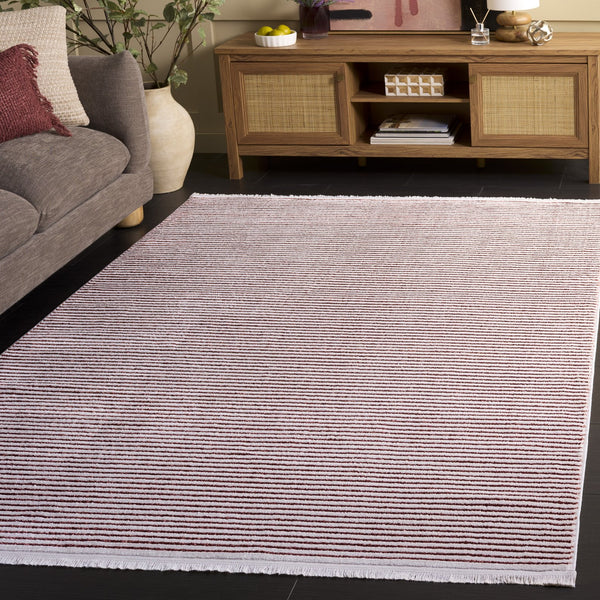 Safavieh Whisper Rust And Ivory Area Rug — Low-Profile Turkish Power-Loomed Striped Design, Durable Softness 5'-3" x 7'-6" WHS550P-5