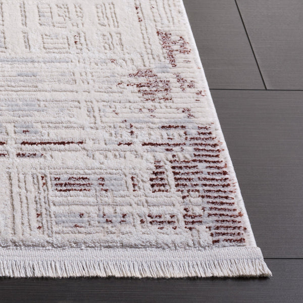 Safavieh Whisper Modern Rust And Ivory Runner — Low-Profile 3/8" Pile, Durable Turkish Power-Loomed Construction 2'-2" x 8'-0" WHS582P-28
