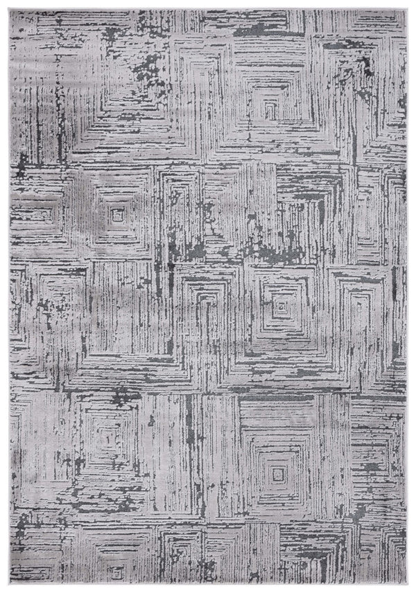Safavieh Whisper 814 Power Loomed Modern Rug Grey / Dark Grey 5'-3" x 7'-6"