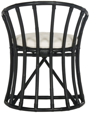 Safavieh Bates Modern Rattan Accent Chair - Upscale Island Style With Comfortable Cotton Upholstery, Black Finish WIK6500A