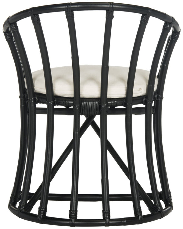 Safavieh Bates Modern Rattan Accent Chair - Upscale Island Style With Comfortable Cotton Upholstery, Black Finish WIK6500A