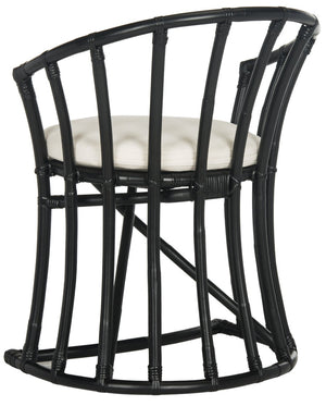 Safavieh Bates Modern Rattan Accent Chair - Upscale Island Style With Comfortable Cotton Upholstery, Black Finish WIK6500A