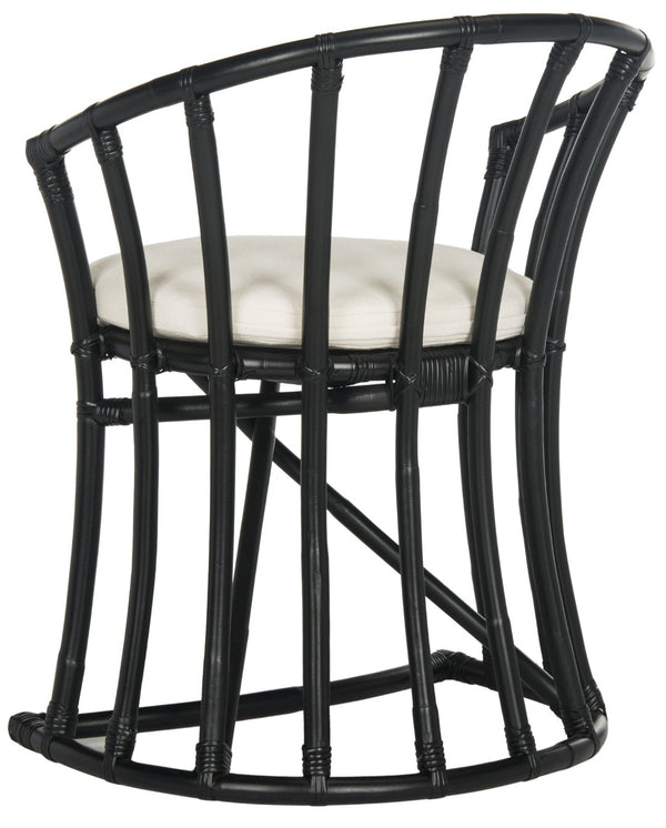Safavieh Bates Modern Rattan Accent Chair - Upscale Island Style With Comfortable Cotton Upholstery, Black Finish WIK6500A