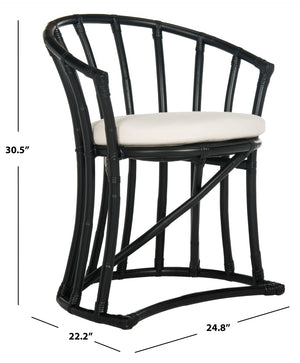 Safavieh Bates Modern Rattan Accent Chair - Upscale Island Style With Comfortable Cotton Upholstery, Black Finish WIK6500A