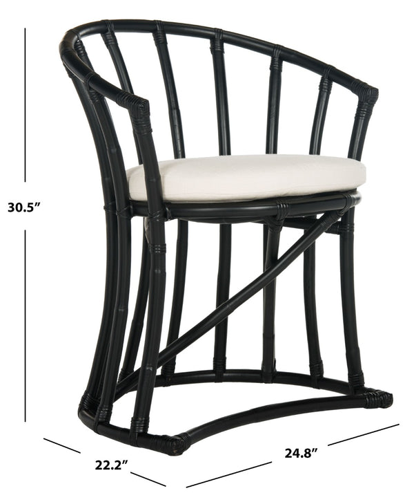 Safavieh Bates Modern Rattan Accent Chair - Upscale Island Style With Comfortable Cotton Upholstery, Black Finish WIK6500A