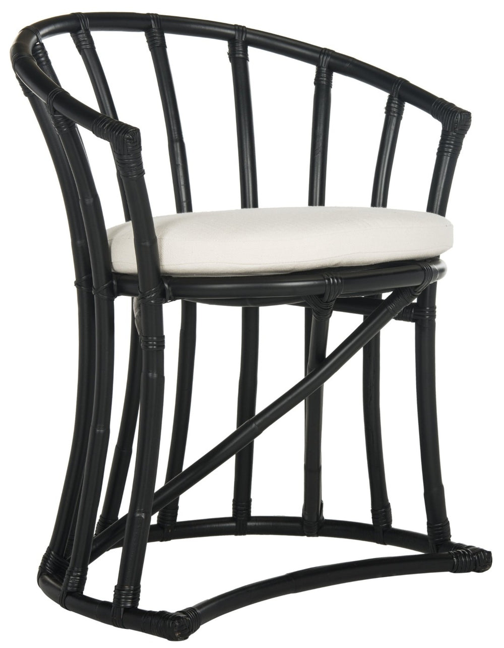 Safavieh Bates Modern Rattan Accent Chair - Upscale Island Style With Comfortable Cotton Upholstery, Black Finish WIK6500A