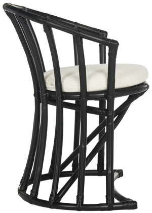 Safavieh Bates Modern Rattan Accent Chair - Upscale Island Style With Comfortable Cotton Upholstery, Black Finish WIK6500A