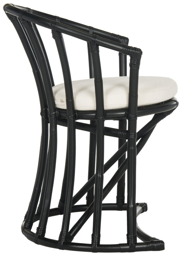 Safavieh Bates Modern Rattan Accent Chair - Upscale Island Style With Comfortable Cotton Upholstery, Black Finish WIK6500A