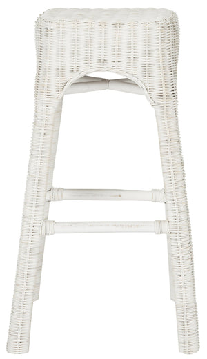 Safavieh Percy Wicker Counter Stool – Timeless Cottage Charm, Distressed White Finish, Comfortable Seating & Durability WIK6501A