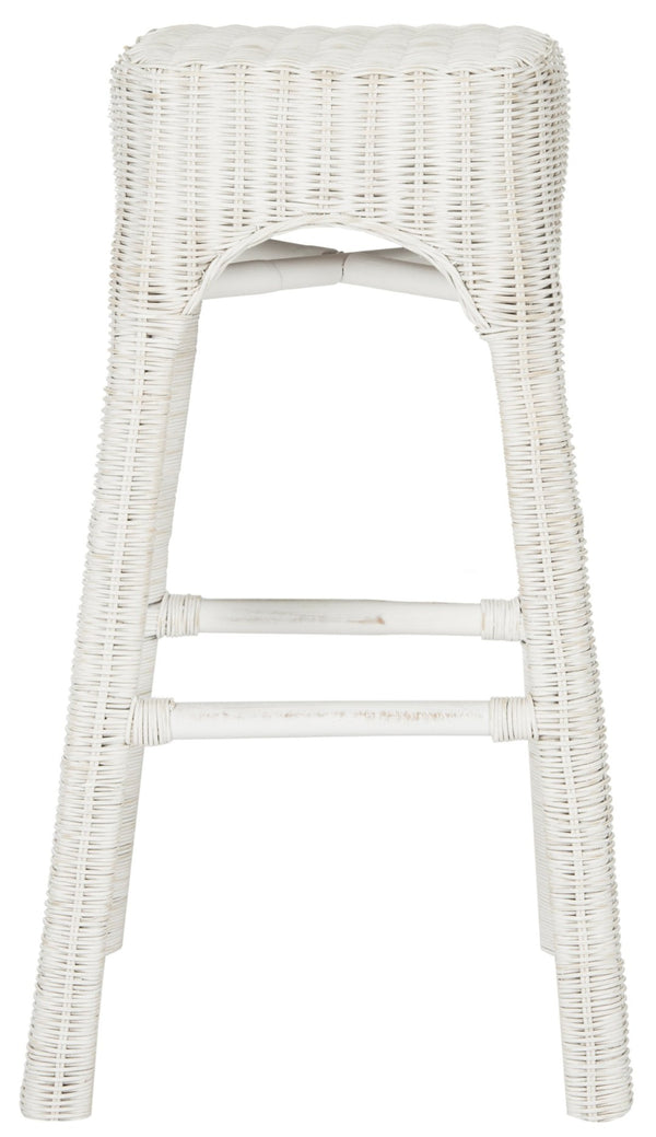 Safavieh Percy Wicker Counter Stool – Timeless Cottage Charm, Distressed White Finish, Comfortable Seating & Durability WIK6501A
