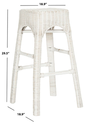 Safavieh Percy Wicker Counter Stool – Timeless Cottage Charm, Distressed White Finish, Comfortable Seating & Durability WIK6501A
