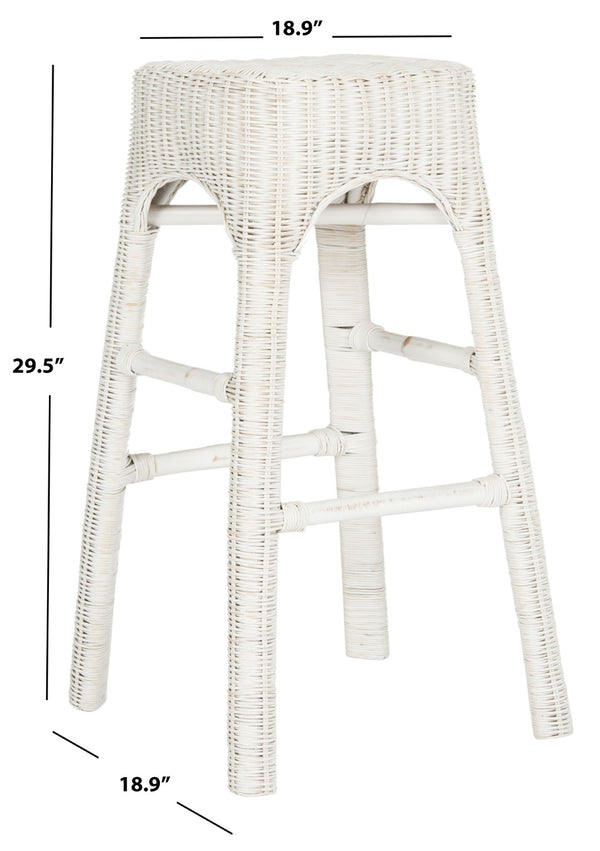 Safavieh Percy Wicker Counter Stool – Timeless Cottage Charm, Distressed White Finish, Comfortable Seating & Durability WIK6501A