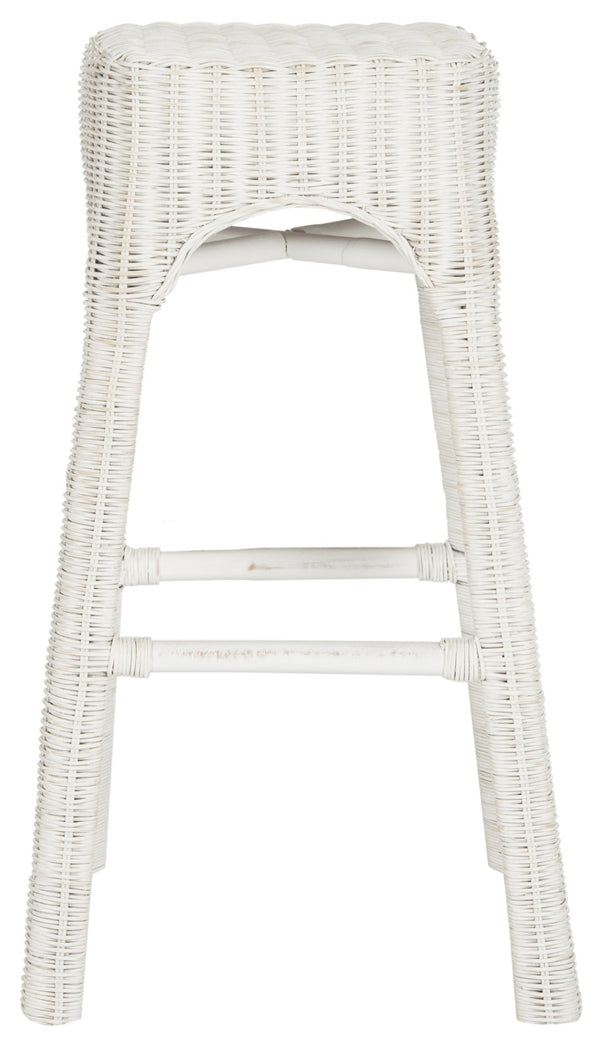Safavieh Percy Wicker Counter Stool – Timeless Cottage Charm, Distressed White Finish, Comfortable Seating & Durability WIK6501A