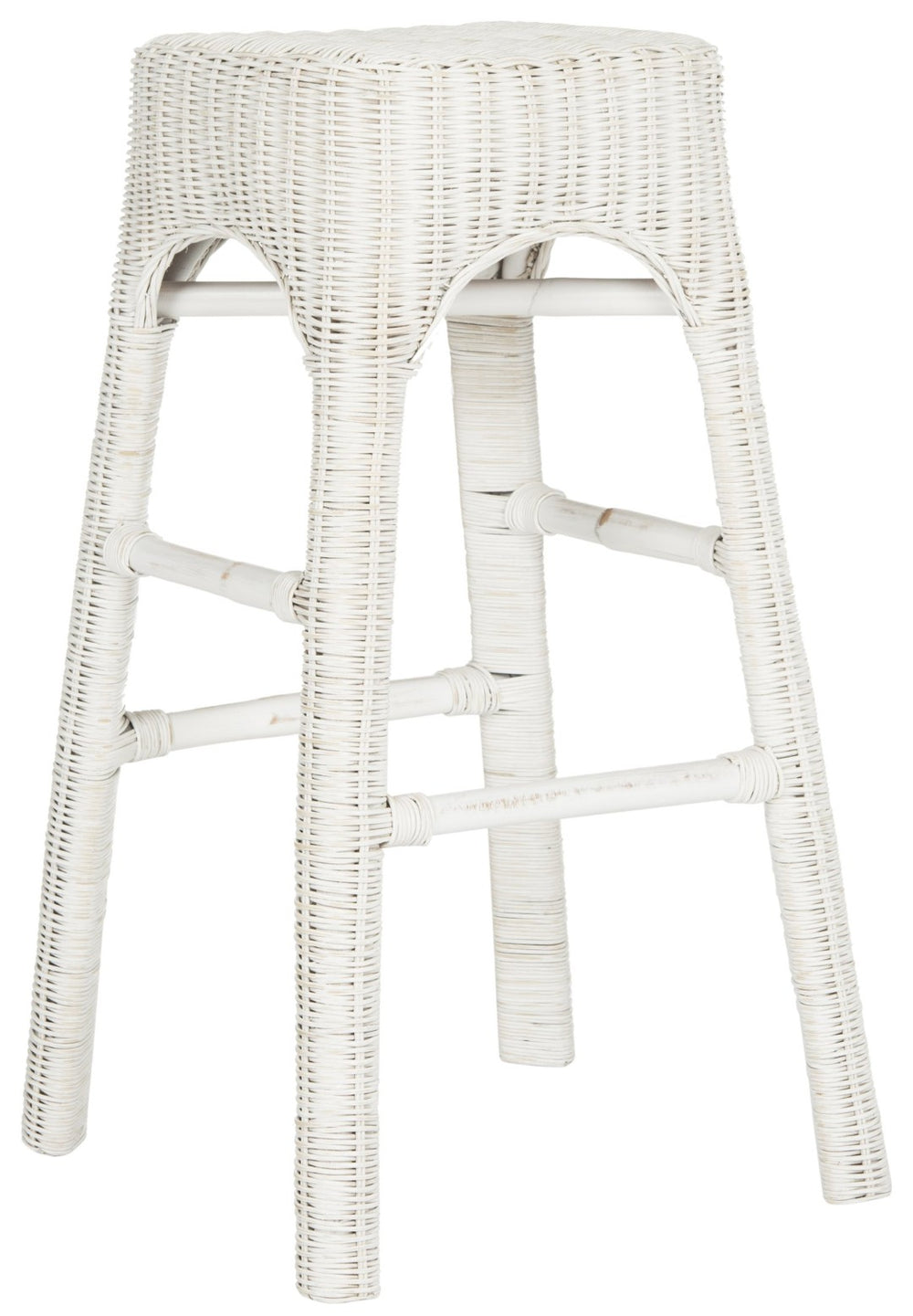 Safavieh Percy Wicker Counter Stool – Timeless Cottage Charm, Distressed White Finish, Comfortable Seating & Durability WIK6501A