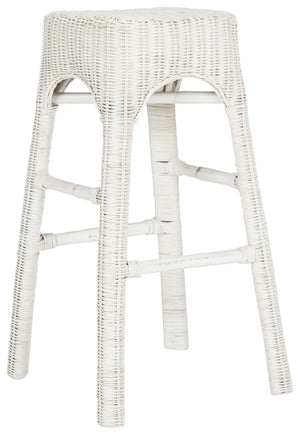 Safavieh Percy Wicker Counter Stool – Timeless Cottage Charm, Distressed White Finish, Comfortable Seating & Durability WIK6501A