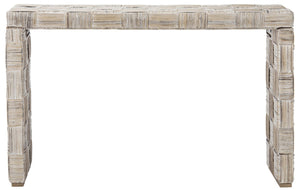 Safavieh Adkin Coastal-Chic Console Table - Elegant Kubu Design For Entryways, Living Spaces & Hallways White WIK6502A