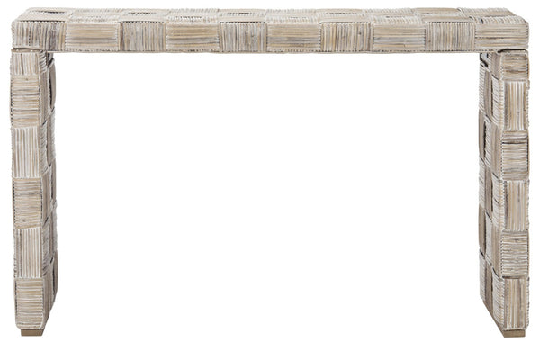 Safavieh Adkin Coastal-Chic Console Table - Elegant Kubu Design For Entryways, Living Spaces & Hallways White WIK6502A