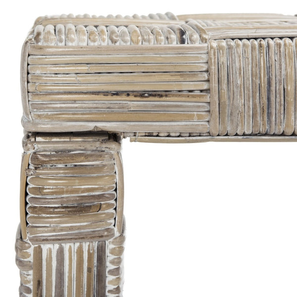 Safavieh Adkin Coastal-Chic Console Table - Elegant Kubu Design For Entryways, Living Spaces & Hallways White WIK6502A