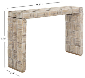 Safavieh Adkin Coastal-Chic Console Table - Elegant Kubu Design For Entryways, Living Spaces & Hallways White WIK6502A