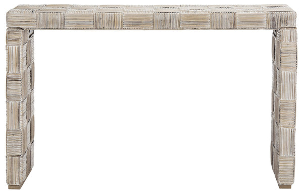 Safavieh Adkin Coastal-Chic Console Table - Elegant Kubu Design For Entryways, Living Spaces & Hallways White WIK6502A