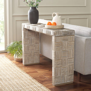 Safavieh Adkin Coastal-Chic Console Table - Elegant Kubu Design For Entryways, Living Spaces & Hallways White WIK6502A