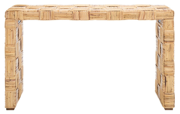 Safavieh Adkin Coastal-Chic Console Table - Elegant Kubu Design For Entryways, Living Spaces & Hallways Honey Natural / Rattan WIK6502B