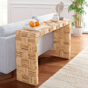 Safavieh Adkin Coastal-Chic Console Table - Elegant Kubu Design For Entryways, Living Spaces & Hallways Honey Natural / Rattan WIK6502B