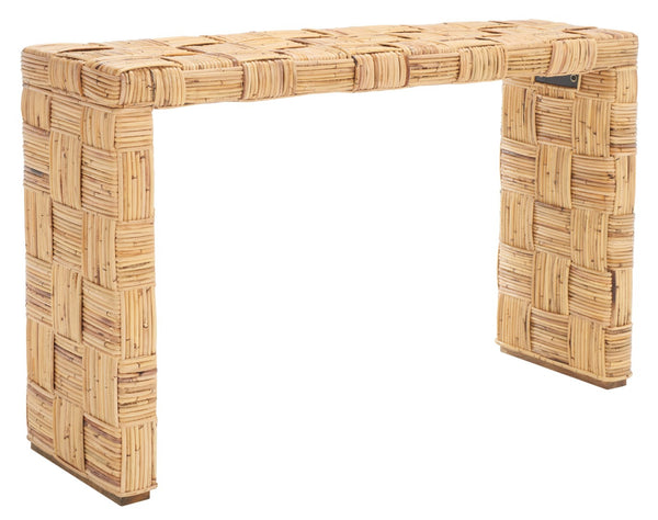 Safavieh Adkin Coastal-Chic Console Table - Elegant Kubu Design For Entryways, Living Spaces & Hallways Honey Natural / Rattan WIK6502B