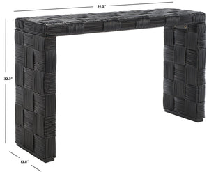 Safavieh Adkin Coastal-Chic Console Table - Elegant Kubu Design For Entryways, Living Spaces & Hallways Black  / Rattan WIK6502C