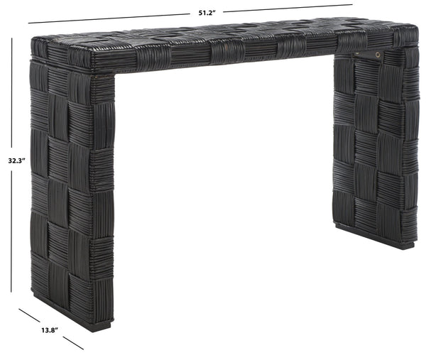 Safavieh Adkin Coastal-Chic Console Table - Elegant Kubu Design For Entryways, Living Spaces & Hallways Black  / Rattan WIK6502C