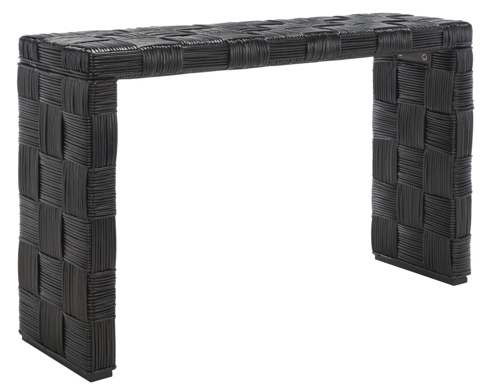 Safavieh Adkin Coastal-Chic Console Table - Elegant Kubu Design For Entryways, Living Spaces & Hallways Black  / Rattan WIK6502C