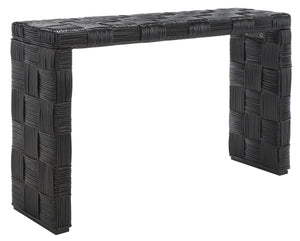 Safavieh Adkin Coastal-Chic Console Table - Elegant Kubu Design For Entryways, Living Spaces & Hallways Black  / Rattan WIK6502C