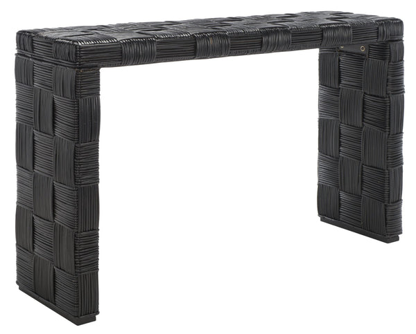 Safavieh Adkin Coastal-Chic Console Table - Elegant Kubu Design For Entryways, Living Spaces & Hallways Black  / Rattan WIK6502C