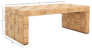 Safavieh Adkin Rattan Coffee Table - Coastal-Chic Design With British Colonial Charm For Elegant Living Spaces Honey Natural / Kubu WIK6503B