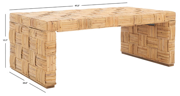 Safavieh Adkin Rattan Coffee Table - Coastal-Chic Design With British Colonial Charm For Elegant Living Spaces Honey Natural / Kubu WIK6503B