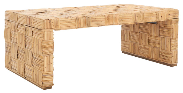 Safavieh Adkin Rattan Coffee Table - Coastal-Chic Design With British Colonial Charm For Elegant Living Spaces Honey Natural / Kubu WIK6503B