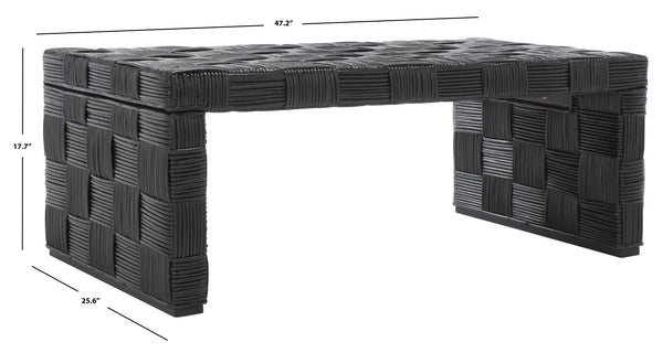 Safavieh Adkin Rattan Coffee Table - Coastal-Chic Design With British Colonial Charm For Elegant Living Spaces Black / Kubu WIK6503C