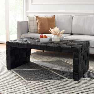 Safavieh Adkin Rattan Coffee Table - Coastal-Chic Design With British Colonial Charm For Elegant Living Spaces Black / Kubu WIK6503C